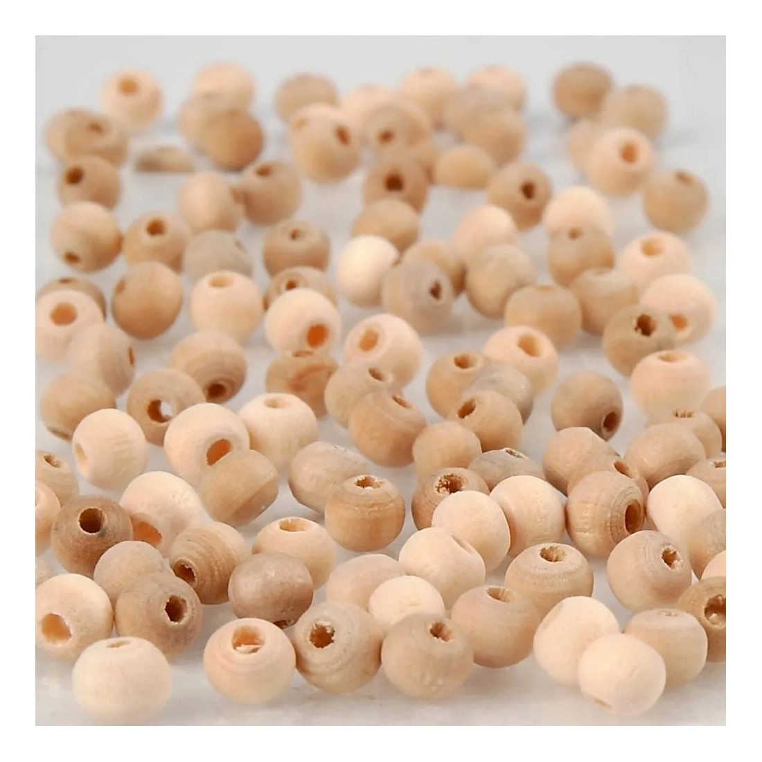 Træperle, diam, 5 mm, hulstr, 1,5 mm, 100 stk