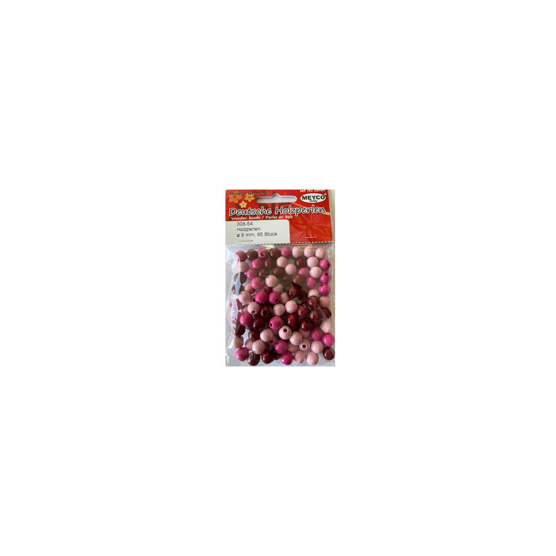 Træperler 8mm pink farver 85stk