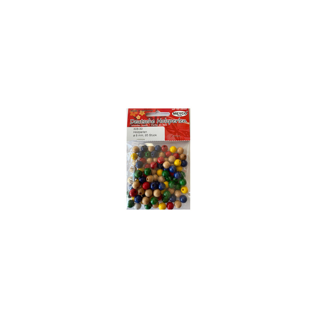 Træperler 8mm mix farver 85stk
